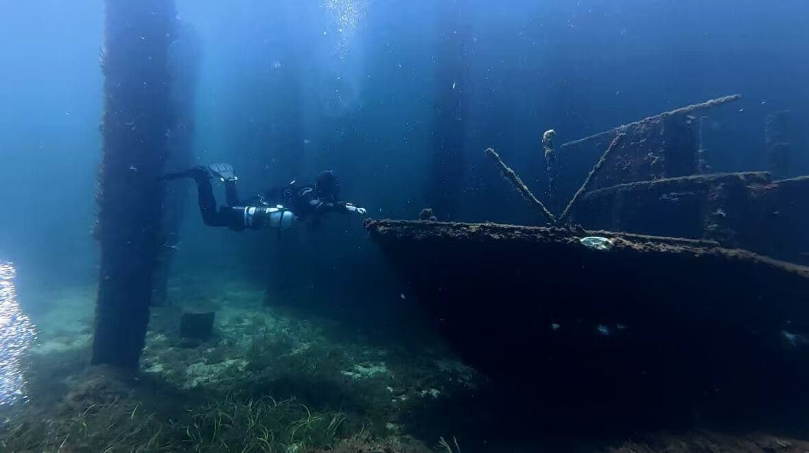 Free diver in the ocean